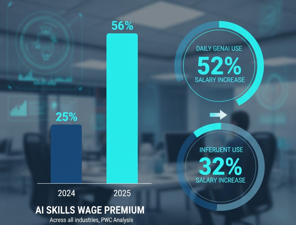 A bar chart illustrating the growth of the AI skills wage premium, based on verifiable ROI frameworks