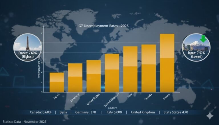 graphic of G7 unemployment rates 2025