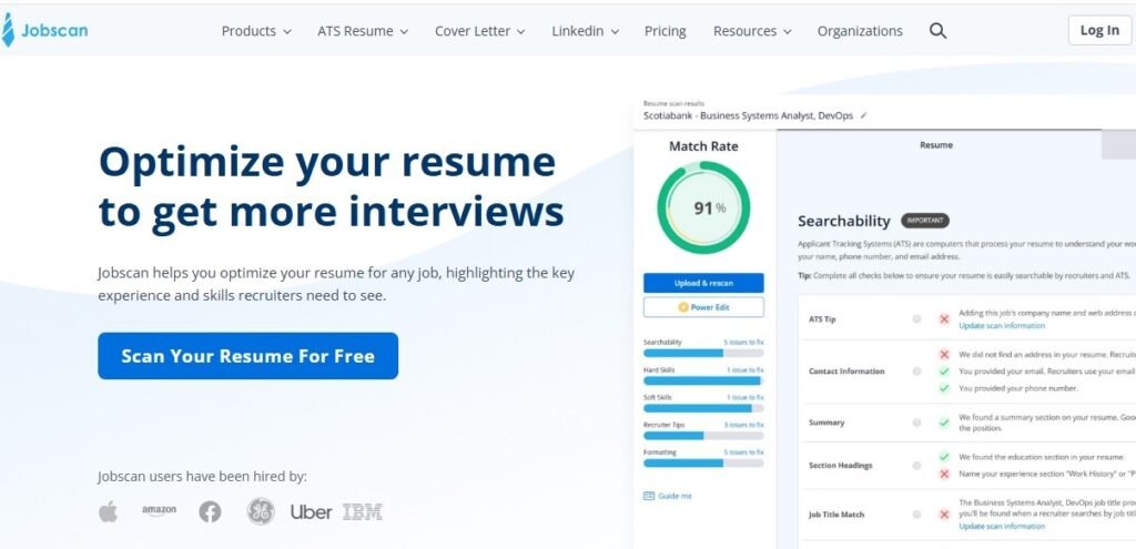 Jobscan, top ats resume checkers