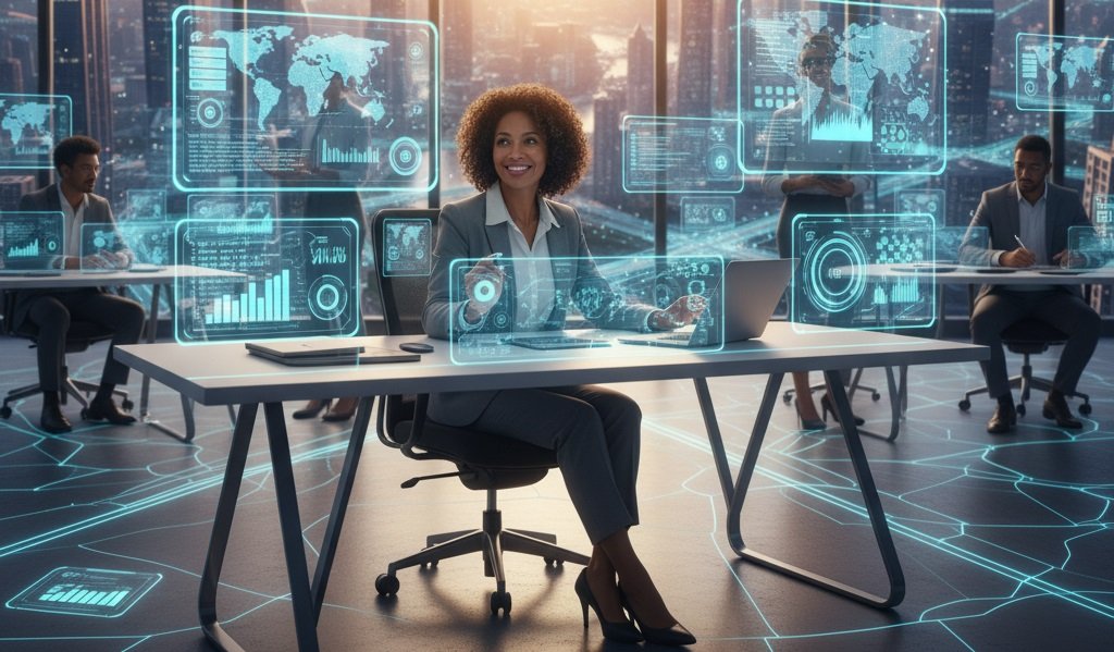 tech professional interacting with tech devices, top essential tech skills for non-tech professionals