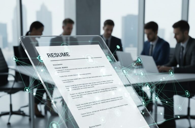 Interview panel looking at resume using ATS resume checkers