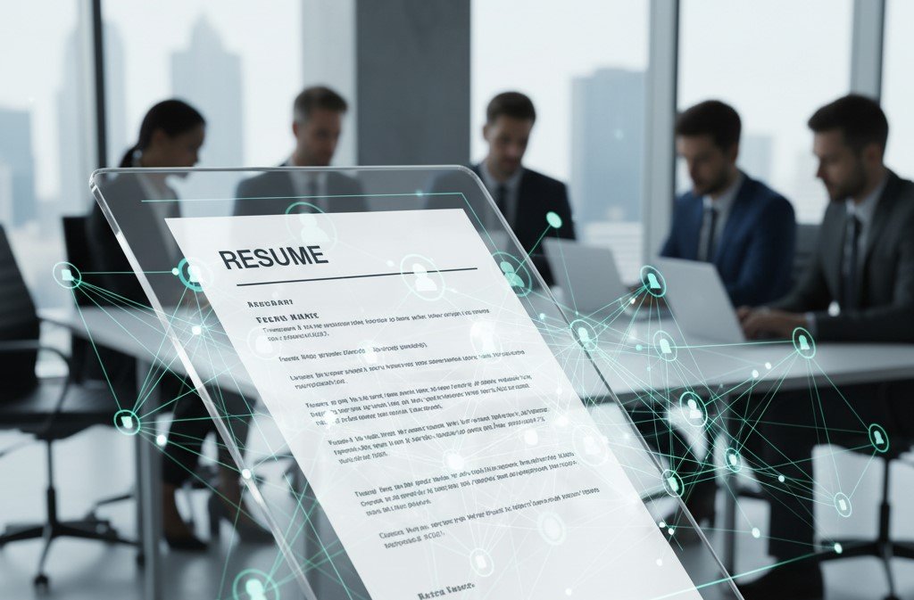 Interview panel looking at resume using ATS resume checkers