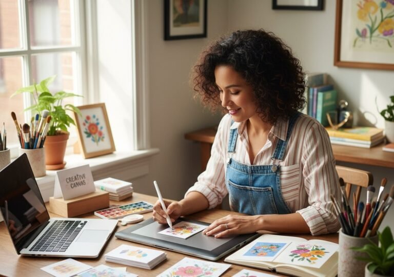 young educator working online, top side income ideas for teachers