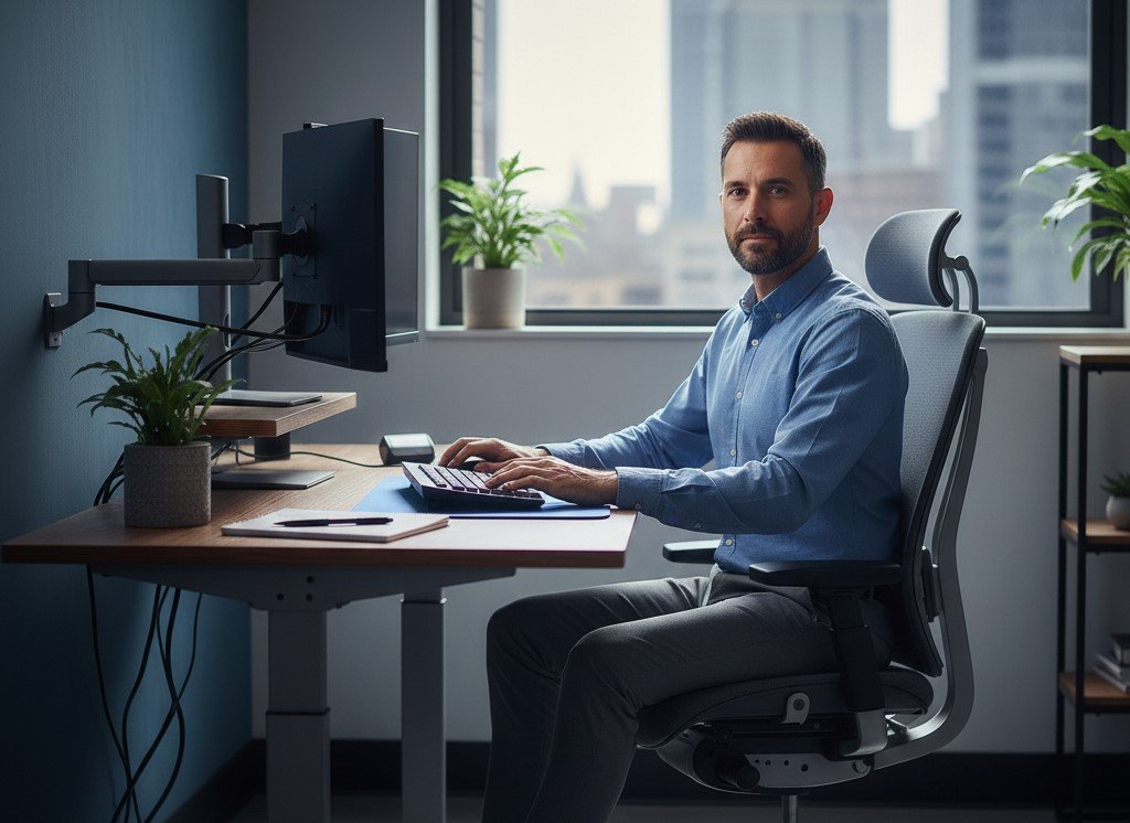 Good sitting posture, how to reduce back pain at work