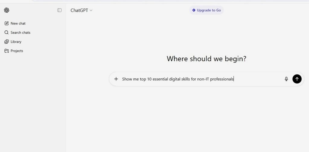 ChatGPT dashboard, essential tech skills for non-tech professionals