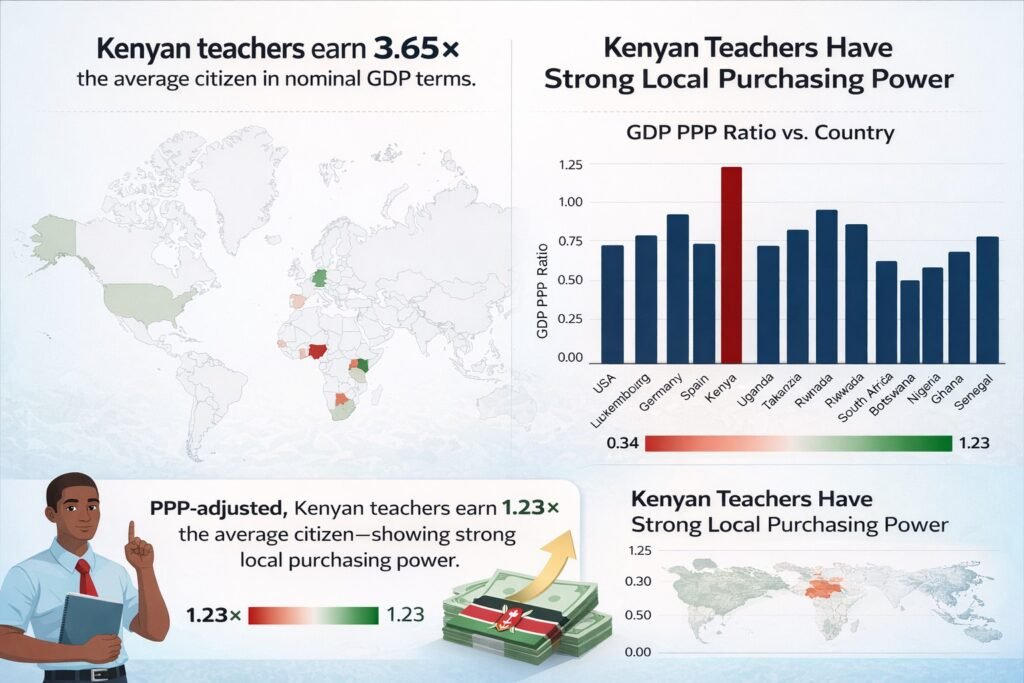 Kenyan teachers salary ppp ratio against other countries. Are Kenyan teachers underpaid