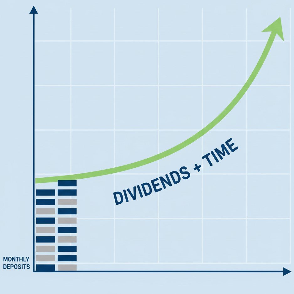 A simple chart showing how dividends grow—this is how you can save over 800K in 5 years