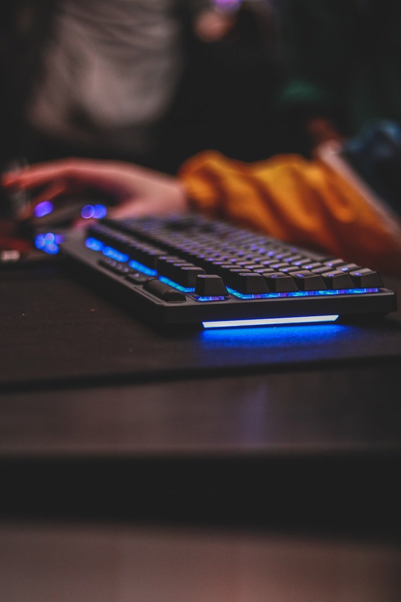 selective focus photography of gaming keyboard, technology