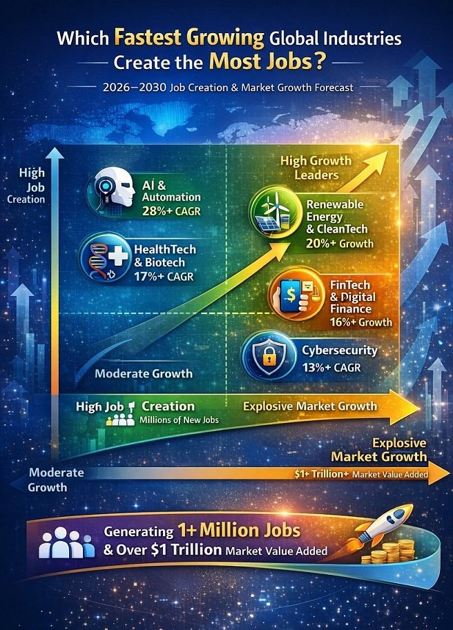 Chart showing job creation versus market growth across the fastest growing industries in the world