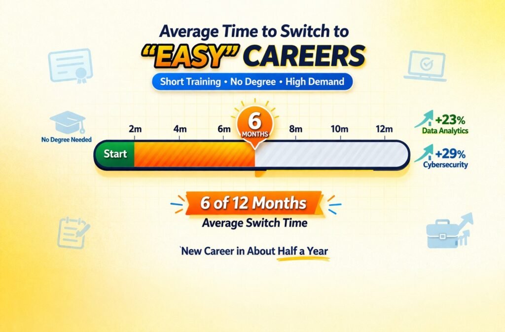 Average time to switch to easy careers