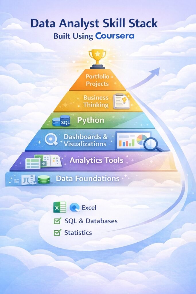 Data Analyst Skill Stack Built Using Coursera: how to use Coursera to transition into data analytics