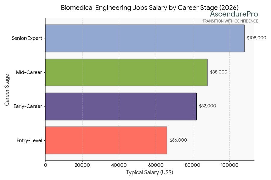 Horizontal bar graph showing Biomedical Engineering Jobs salary