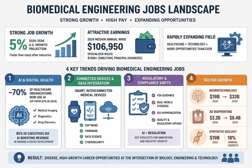 an infographic showing biomedical engineering job trends