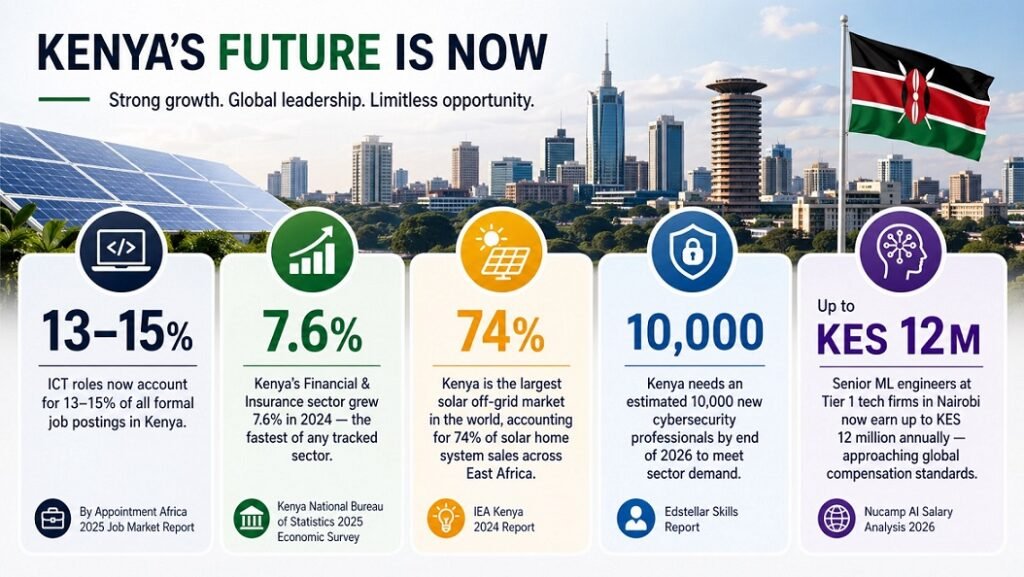 infographic showing stats on the fastest growing careers in Kenya (2026)
