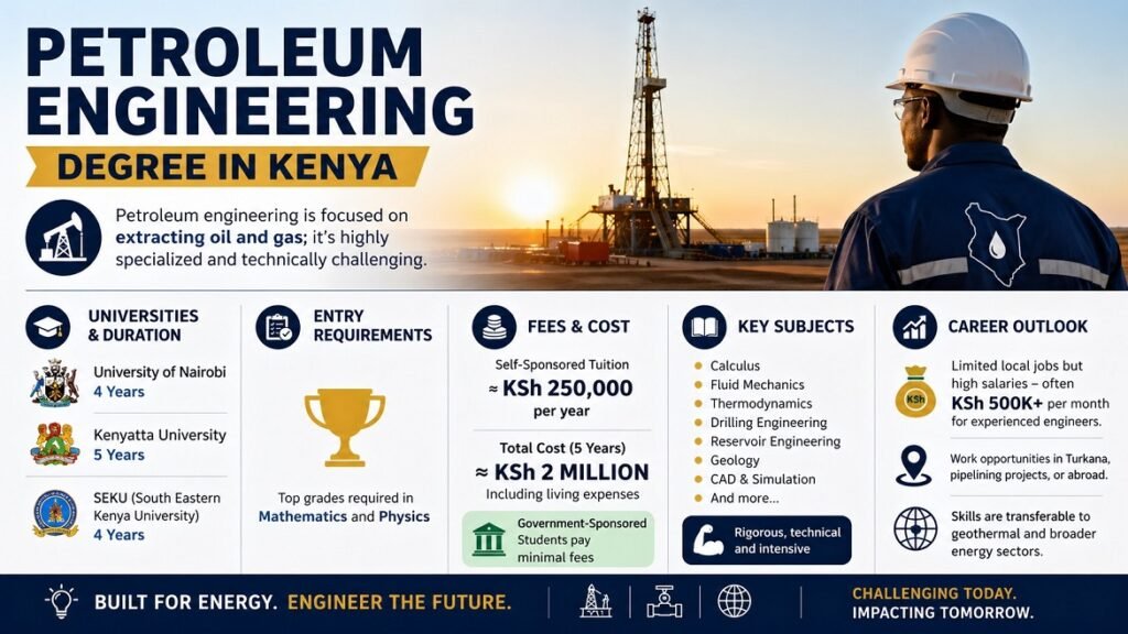 Petroleum engineering degree in Kenya overview showing universities, fees, and career prospects
